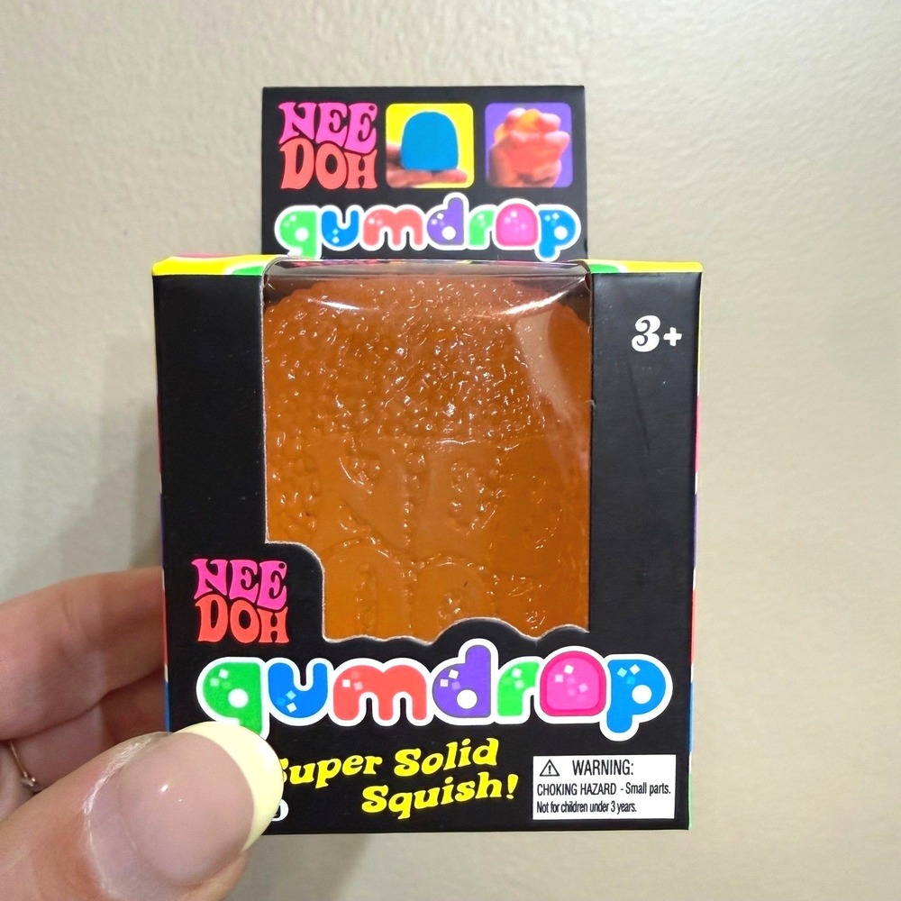 NeeDoh Gumdrop Fidget Toy Nee Doh Super Solid Squish Sensory Stress Orange NEW